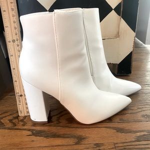 White bootie heels